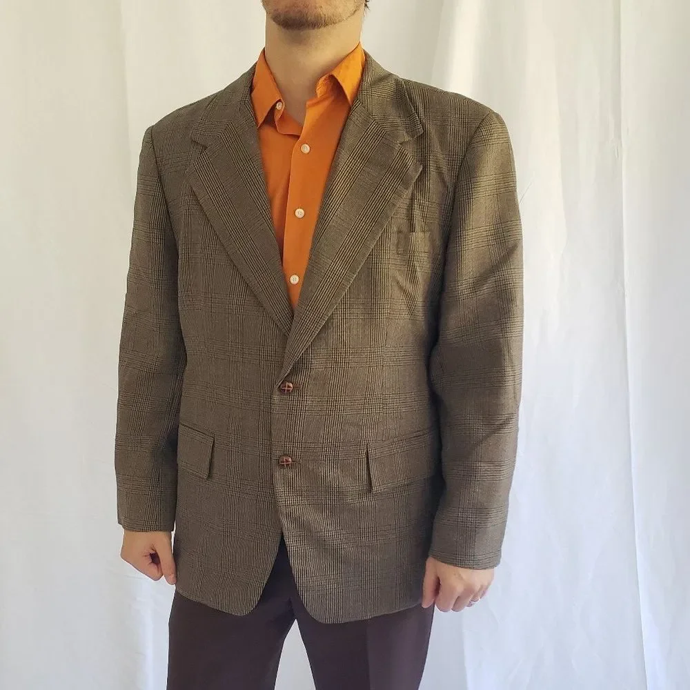 70s Brown‎ Plaid Blazer
